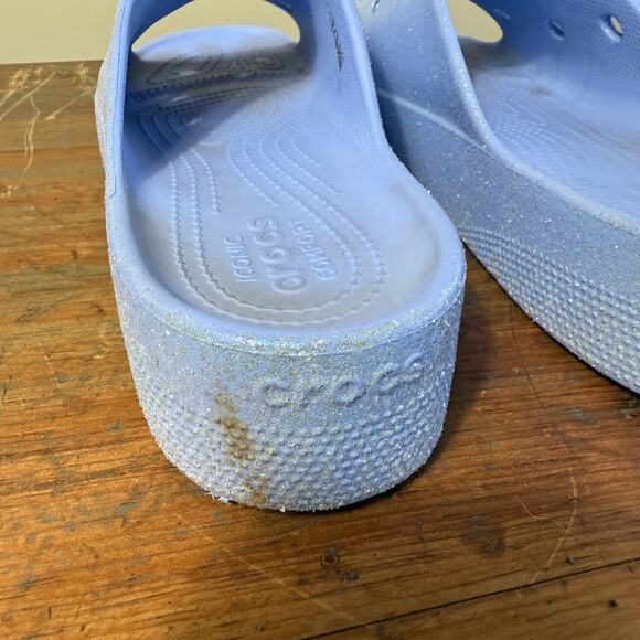 Crocs Classic Platform Glitter Womens 11 Moon Jelly Purple Slide 208233-5Q6 - Picture 5 of 11